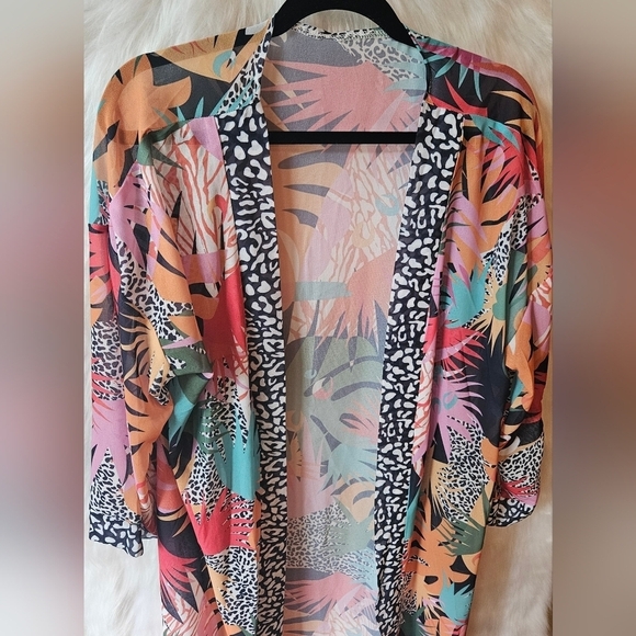 Vintage Tropical Jungle Longline Kimono/Cover-Up (NWOT) - Picture 2 of 8